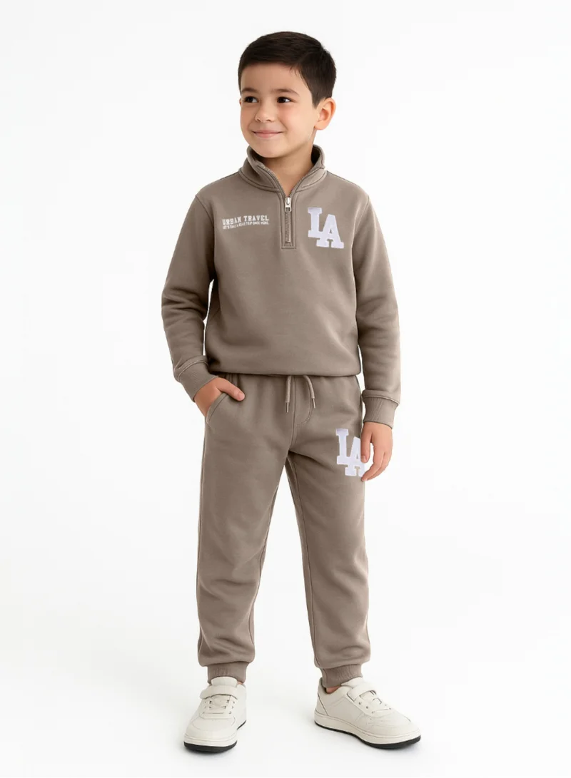 victor and jane Boys LA Zip-Neck Fleece Tracksuit