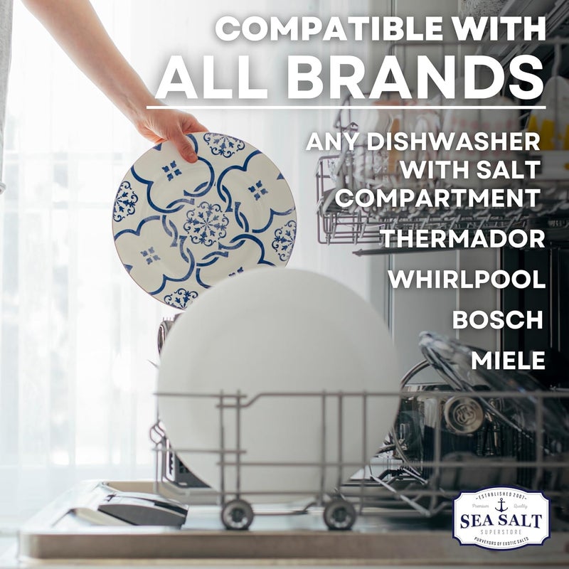 Sea Salt Superstore Dishwasher - All-Natural Water Softener for a Clean Finish - Compatible with Bosch, Miele, Thermador, Whirlpool Dishwashers and More - Food-Grade Coarse (10 lbs, 2 x 5 lb Bag) - Image 3