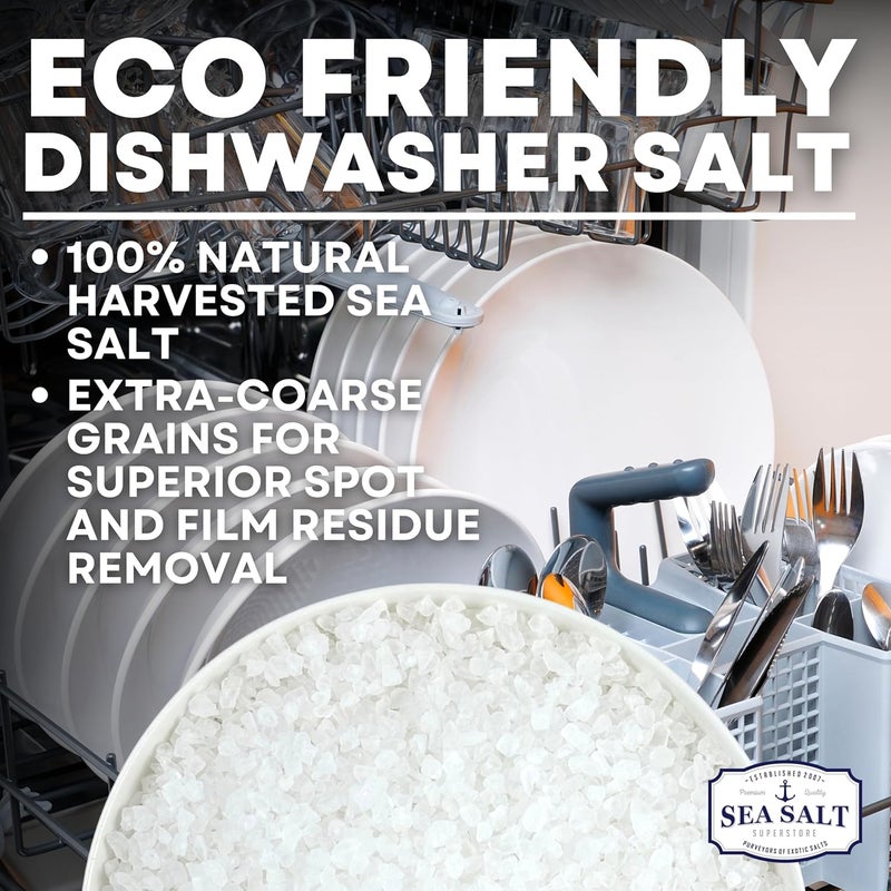 Sea Salt Superstore Dishwasher - All-Natural Water Softener for a Clean Finish - Compatible with Bosch, Miele, Thermador, Whirlpool Dishwashers and More - Food-Grade Coarse (10 lbs, 2 x 5 lb Bag) - Image 2