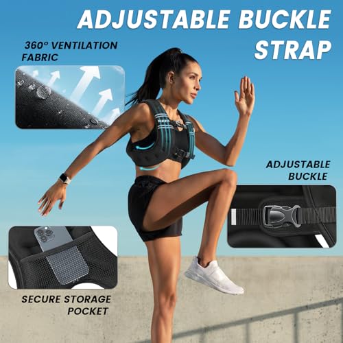 KUKZO Weighted Vest Woman,16 Lb Unisex Reflective Strength Training Weight Vest For Running, Jogging, Cardio & Workouts - Image 2