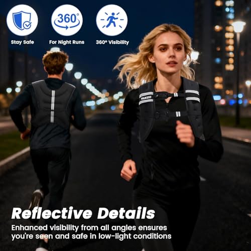 KUKZO Weighted Vest Woman,16 Lb Unisex Reflective Strength Training Weight Vest For Running, Jogging, Cardio & Workouts - Image 3