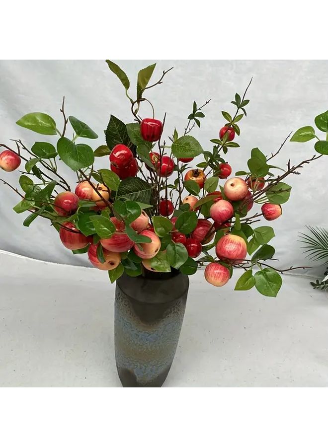 9Pcs Artificial Apple Branches Red Fruits Green Leaves Christmas Home Decor - Image 4