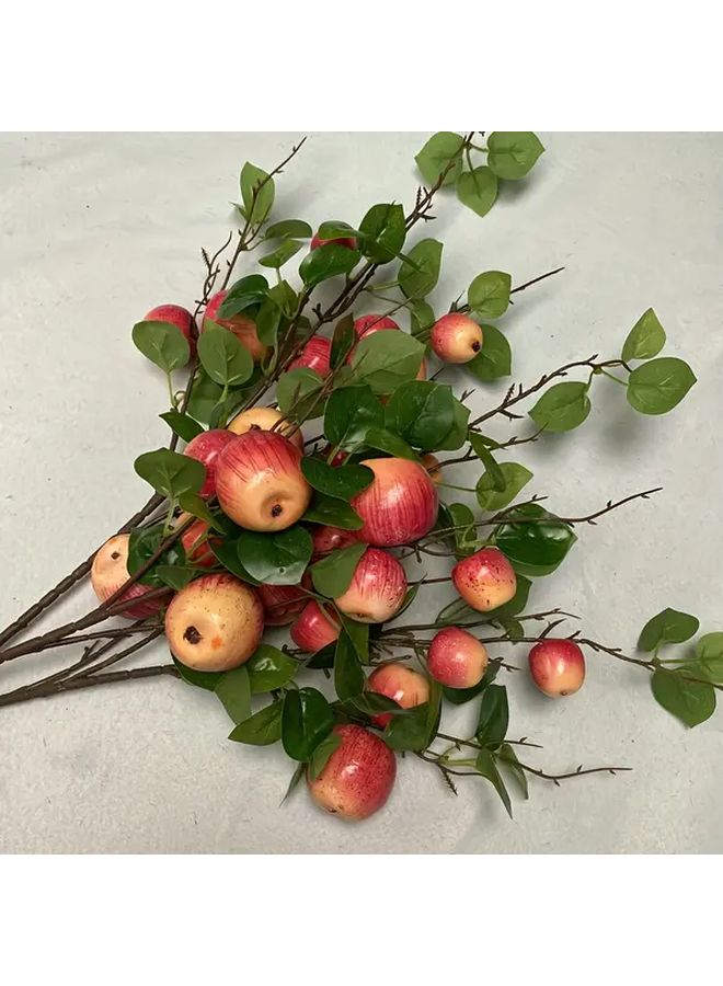 9Pcs Artificial Apple Branches Red Fruits Green Leaves Christmas Home Decor - Image 2