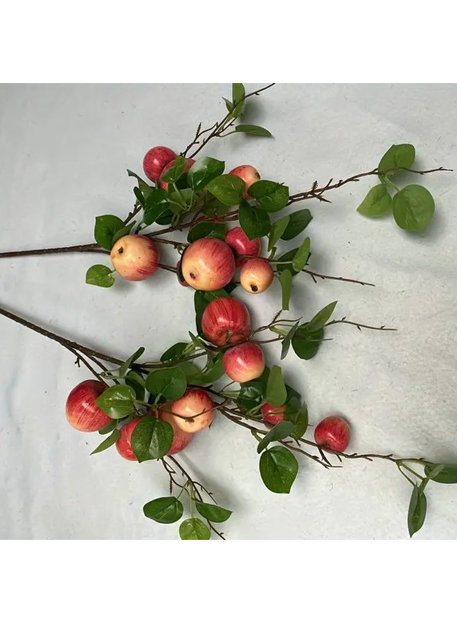 9Pcs Artificial Apple Branches Red Fruits Green Leaves Christmas Home Decor - Image 5
