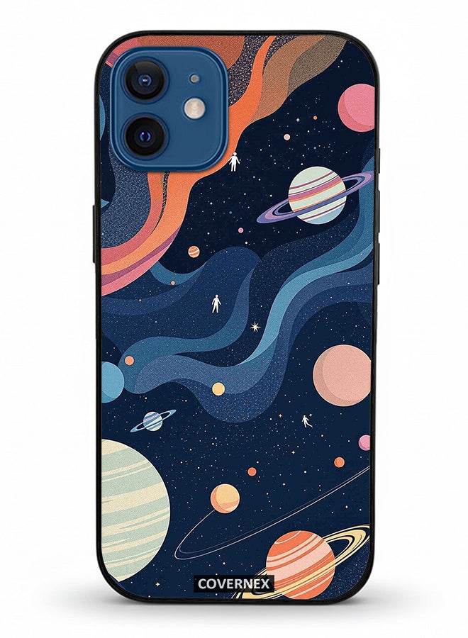 Covernex Apple iPhone 12 Protective Case Cover Printed Featuring Seep Space and Planet Art - Image 2