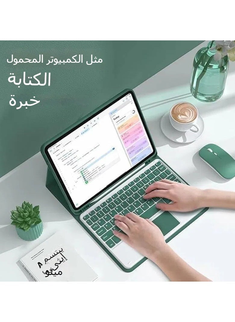 General - Arabic and English keyboard cover for Lenovo Idea Tab Pro 12.7-inch 2025 with leather cover for detachable wireless trackpad keyboard and Bluetooth mouse - Image 1