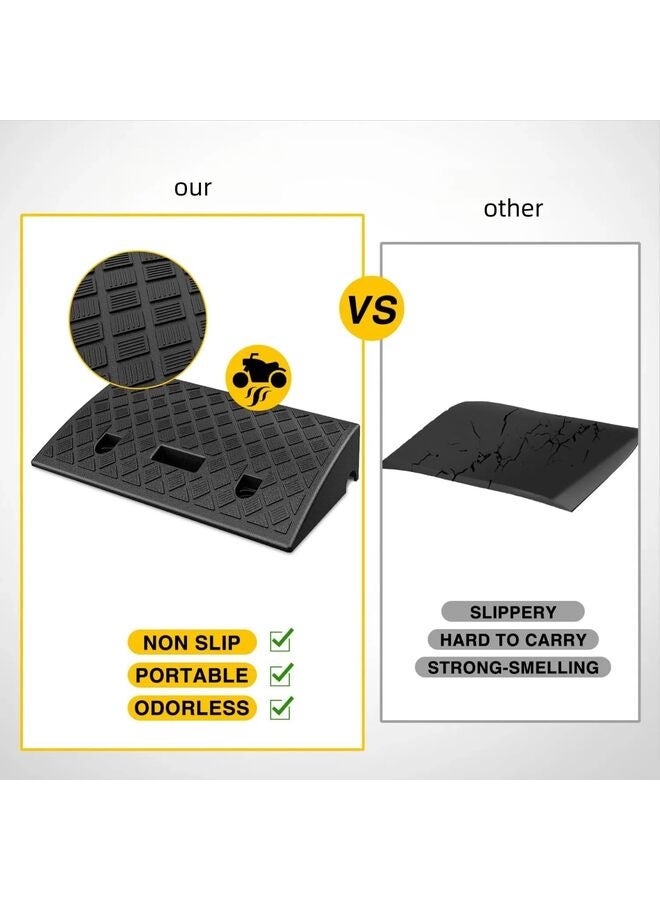 Curb Ramps Portable Lightweight Curb Ramp w/Slots, Heavy Duty Plastic Threshold Ramp Set for Driveway Loading Dock Motorcycle Wheelchair Mobility 6000 LBS 19.7"Lx10.6"Wx5.1"H (Black) - Image 5