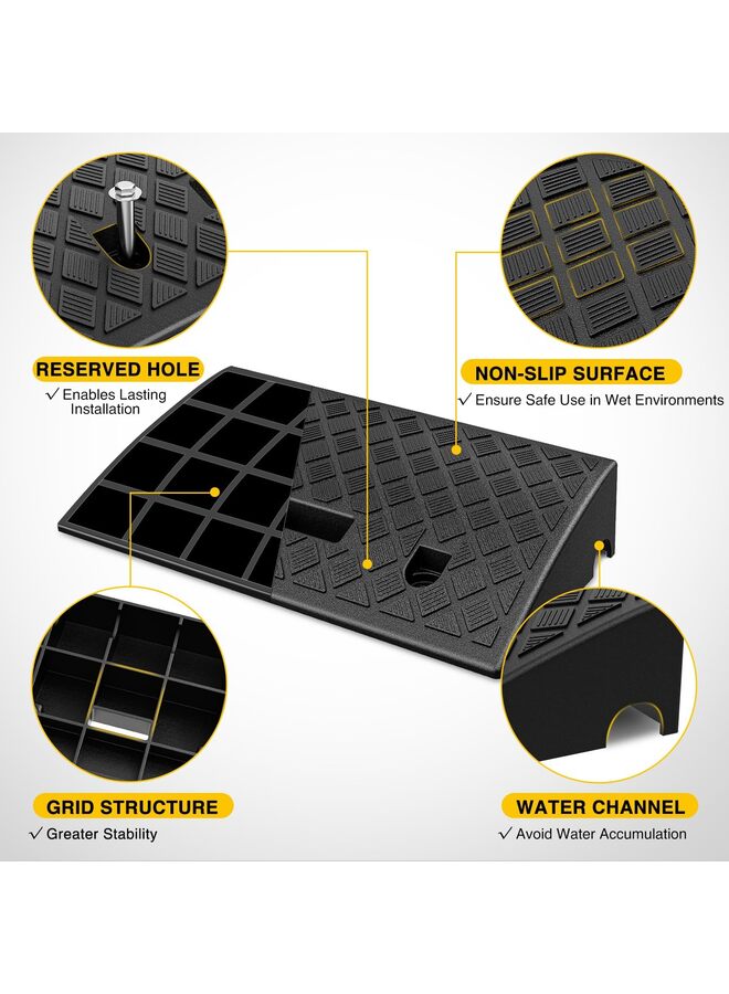Curb Ramps Portable Lightweight Curb Ramp w/Slots, Heavy Duty Plastic Threshold Ramp Set for Driveway Loading Dock Motorcycle Wheelchair Mobility 6000 LBS 19.7"Lx10.6"Wx5.1"H (Black) - Image 3