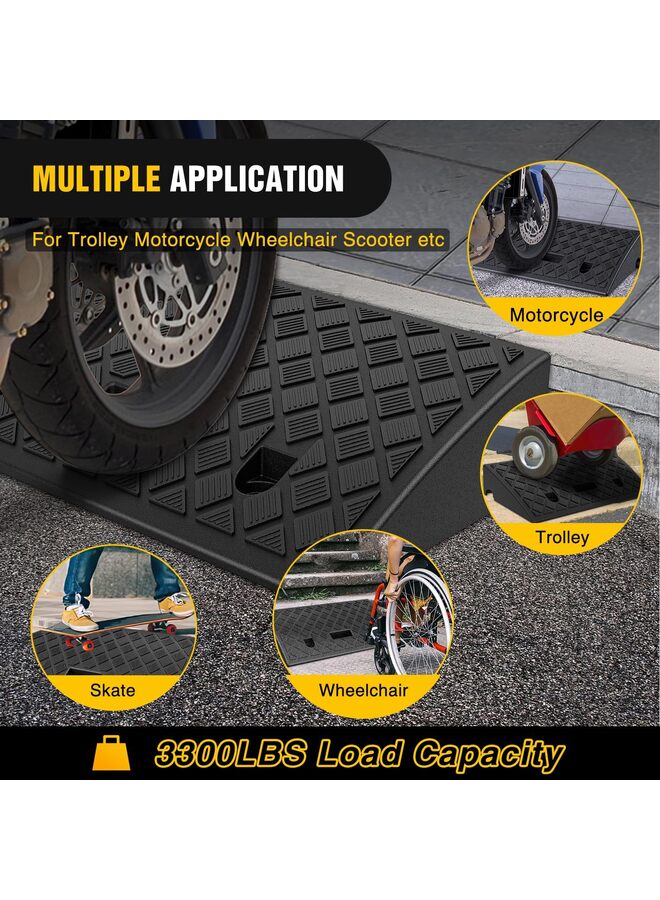 Curb Ramps Portable Lightweight Curb Ramp w/Slots, Heavy Duty Plastic Threshold Ramp Set for Driveway Loading Dock Motorcycle Wheelchair Mobility 6000 LBS 19.7"Lx10.6"Wx5.1"H (Black) - Image 4