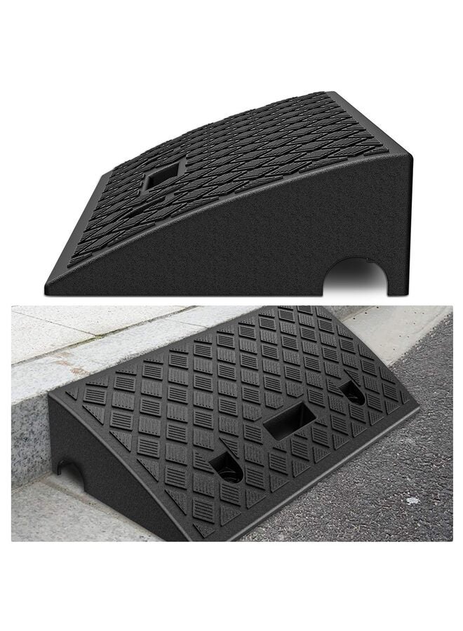 Curb Ramps Portable Lightweight Curb Ramp w/Slots, Heavy Duty Plastic Threshold Ramp Set for Driveway Loading Dock Motorcycle Wheelchair Mobility 6000 LBS 19.7"Lx10.6"Wx5.1"H (Black) - Image 2