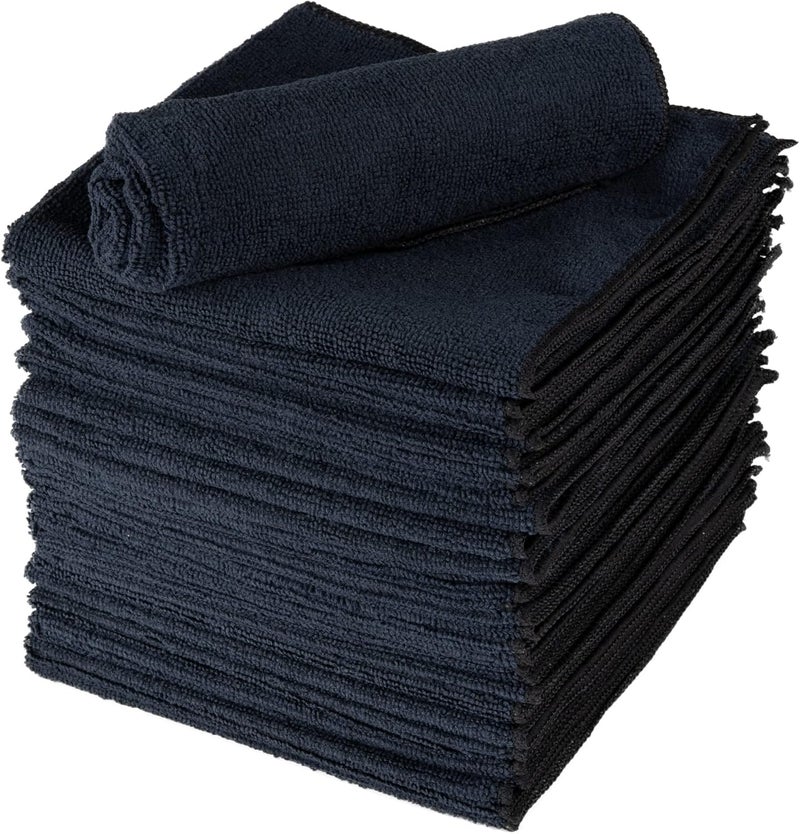 ABENA Black Microfibre Cloths - 40 x 40 cm, Pack of 20, Multipurpose Cleaning Cloths - Image 1