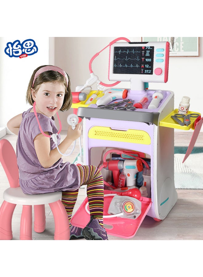 Children's Doctor Play Toy Set Boys And Girls Educational Medical Clinic Play House Stethoscope Injection Tool-Color:(Powder) Medical Cart 【E-Commerce No Color Box】】 - Image 2