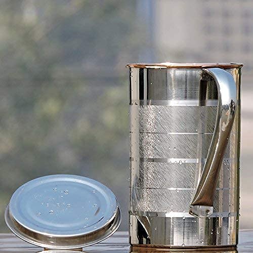 RJ kitchenware Store Stainless Steel Water Jug Pitcher, 2 liters Water Jug Simple Design and with Lid Look Perfect on Dinning Table Jug Water Jug Simple Design with Lid, 2000ml - Image 2