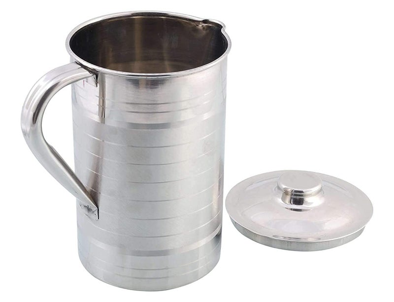 RJ kitchenware Store Stainless Steel Water Jug Pitcher, 2 liters Water Jug Simple Design and with Lid Look Perfect on Dinning Table Jug Water Jug Simple Design with Lid, 2000ml - Image 1