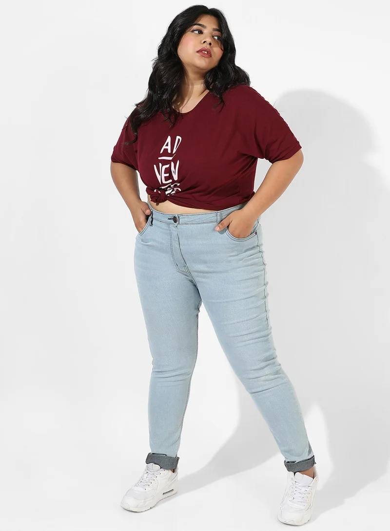 Instafab Plus Women's Mid-Rise Light-Wash Denim Jeans