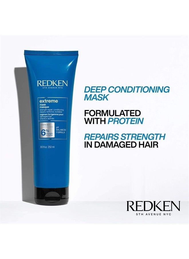 REDKEN - Redken Extreme Mask | Hair Mask for Damaged, Brittle Hair | Fortifies & Strengthens Distressed Hair | 8.5 Fl. Oz. (Pack of 1) - Image 1