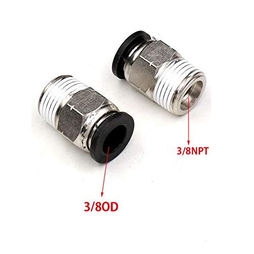 CEKER 3/8 Inch Tubing to 3/8" NPT Thread Male Air Fittings - Pneumatic Quick Connect Fittings, 10 Packs - Image 2