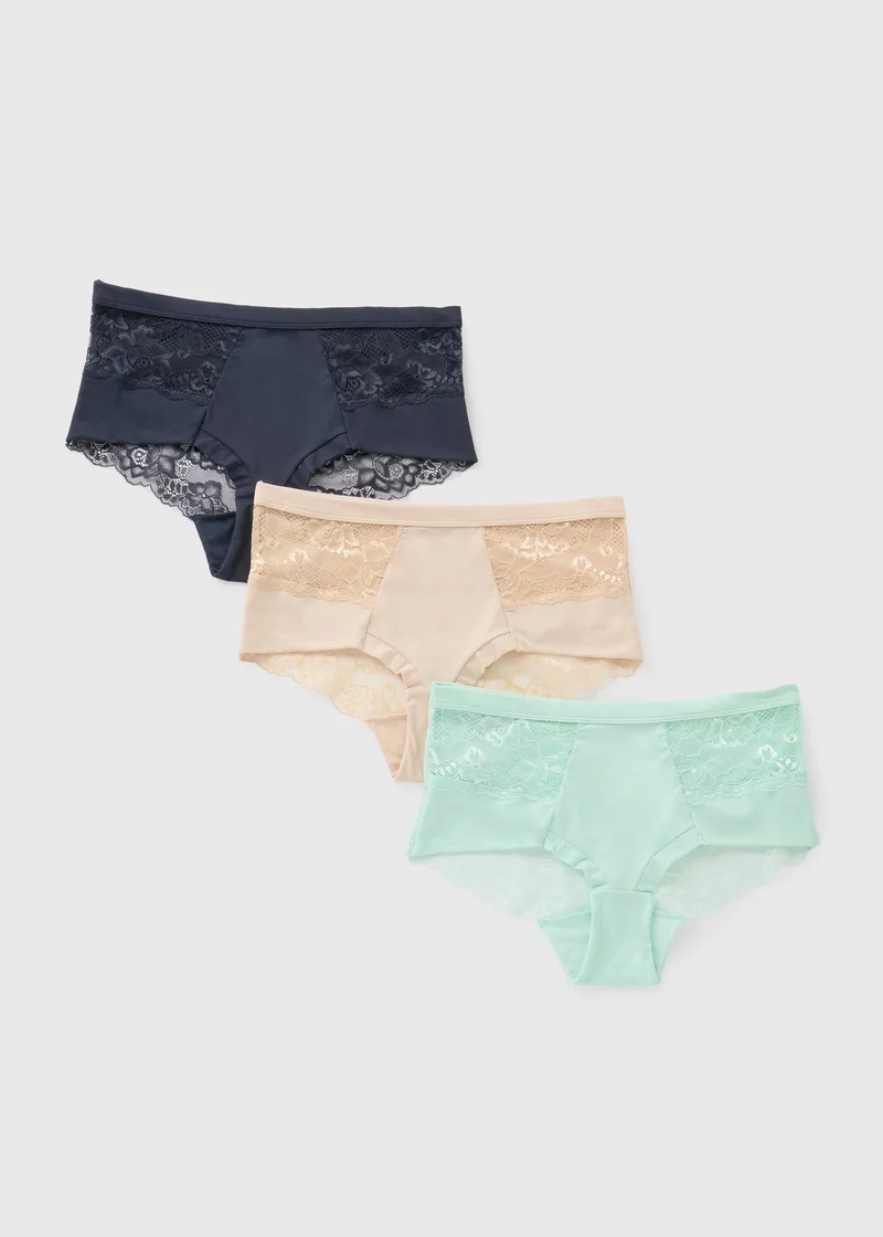 Matalan 3 Pack Multicolour Lace Midi Knickers