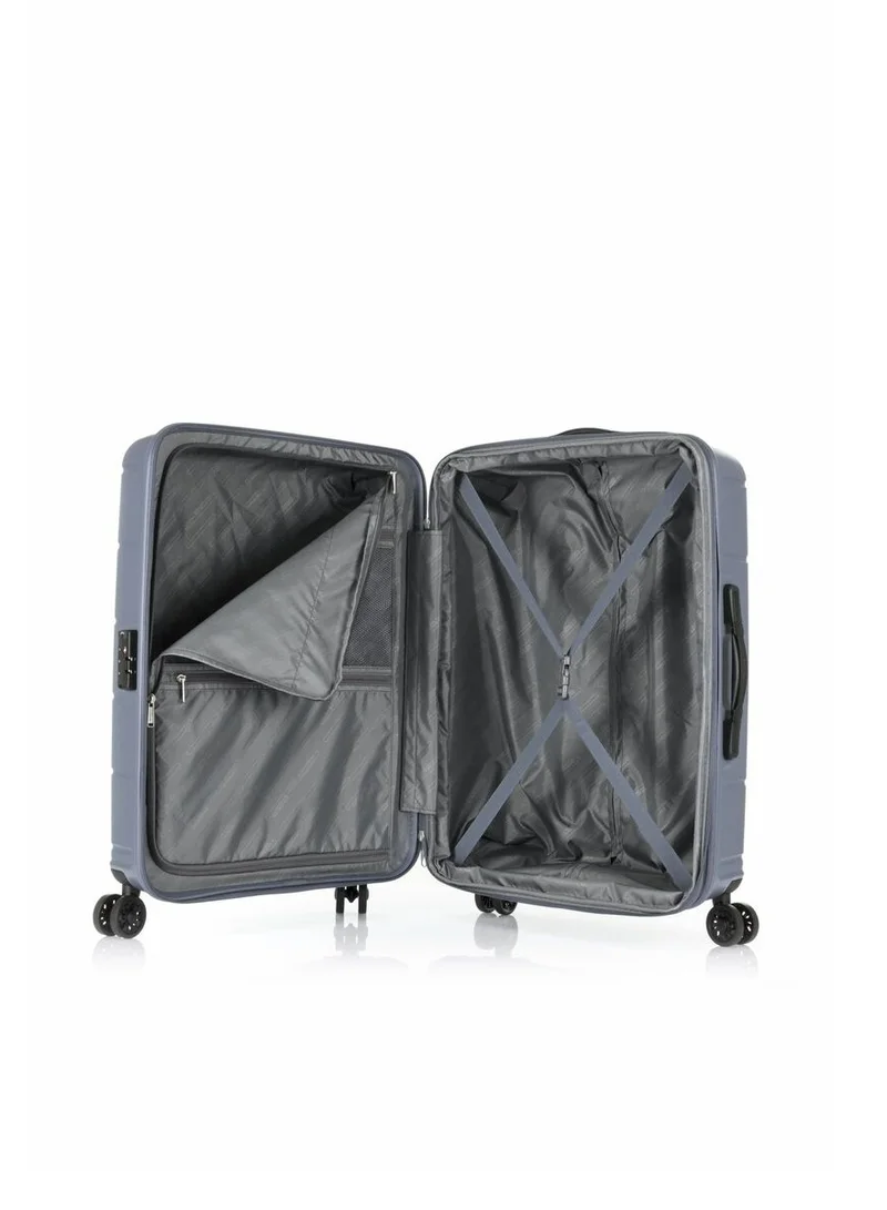 American Tourister  Hundo Suitcase, Check-In Size 81 cm / 30 inch, 4 Spinner Wheels, Hard Top, Polypropylene, Flinstone|Spacious Interior|DuoSaf™ Security Zipper|TSA Combination Lock|Expandable - 3 Years International Warranty  | Best Price UAE