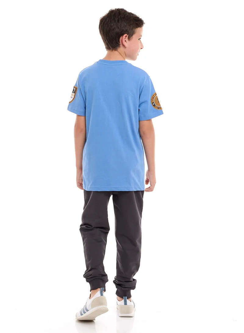 victor and jane Boys  2-Piece T-Shirt & Jogger Set - Blue - Grey