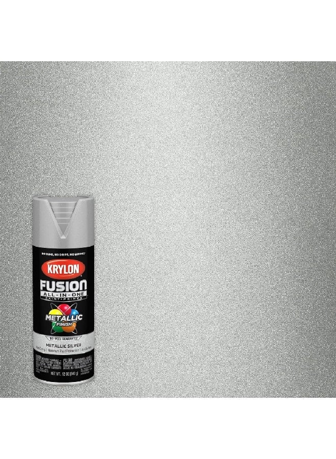 كرايلون فيوجن آل-إن-وان رذاذ الدهان والأساس المقاوم للصدأ باللون الفضي المعدني بسعة 12 أونصة (355 مل)، K02773007 - Image 2