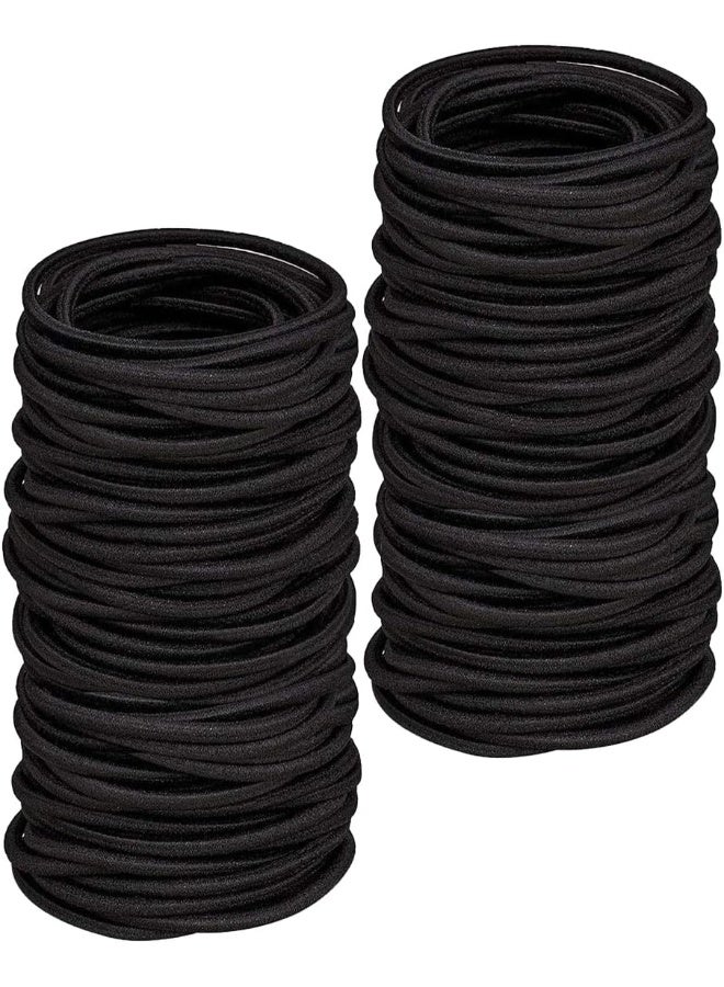 WILLINGTEE 200PCS Small Hair Ties, No Crease Baby Hair Ties, Elastic Hair Ponytail Holder Hair Accessories for Baby Girls Infants Toddlers Kids, Black - Image 1