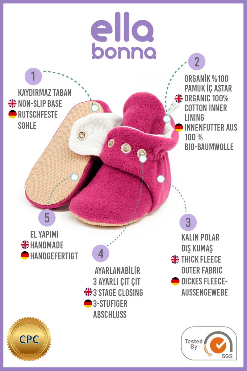 Ella Bonna Polar Baby Slippers, Non-Slip Sole, Home Boots, Nursery Shoes Booties, Purple  - Image 4
