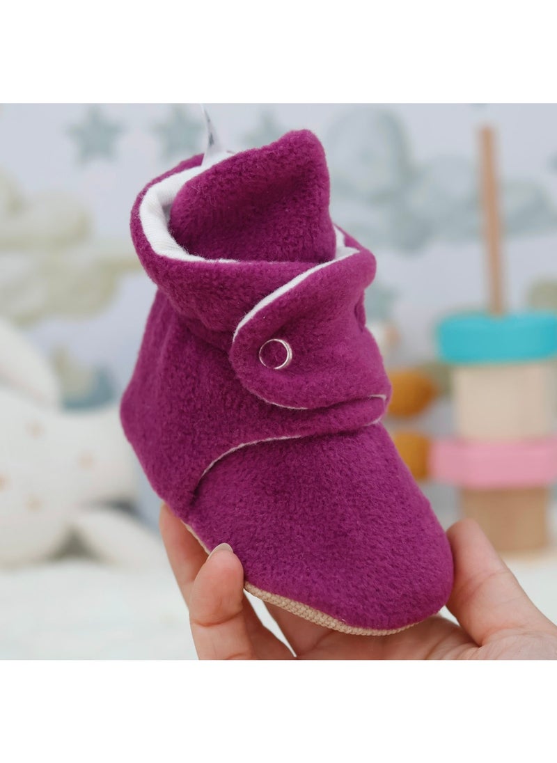 Ella Bonna Polar Baby Slippers, Non-Slip Sole, Home Boots, Nursery Shoes Booties, Purple  - Image 1