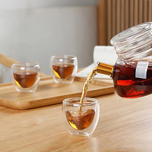 CUNHUY Lazy Kungfu Drip TeaPot Heat Resistant Tea Set SemiAutomatic Glass Teapot Suit for Magnetic Water Flow Wooden Glass Teapot Set Teacup - Image 3