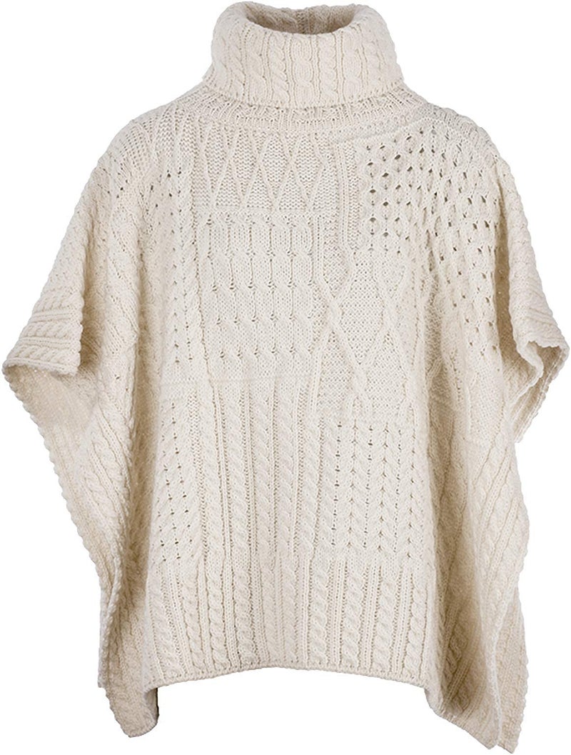 Carraig Donn 100% Irish Merino Wool Patchwork Aran Cowl Cape. - Image 3