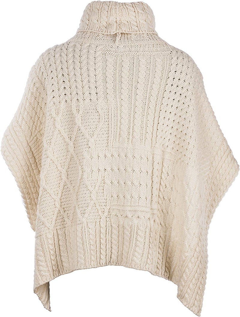 Carraig Donn 100% Irish Merino Wool Patchwork Aran Cowl Cape. - Image 2