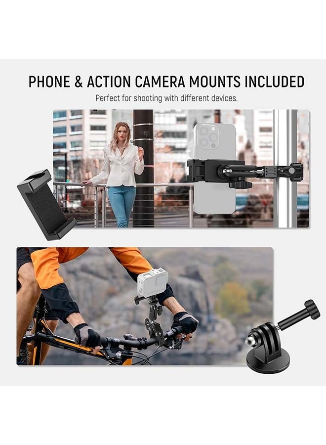 Neewer NEEWER Super Clamp with 3" Dual Ballhead Magic Arm, Cold Shoe, 1/4" Threads, Phone/Action Camera Mount Adapter for Desk Tripod Tube Crossbar Gimbal Rods Compatible with SmallRig GoPro DJI, ST83 - Image 5