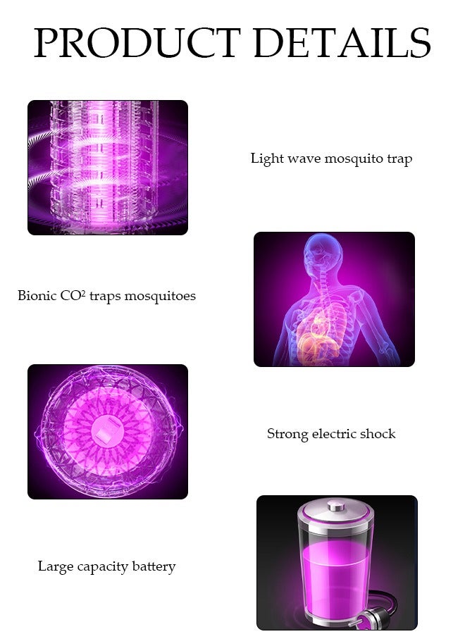 DUNISO Mosquito Killer Lamp, Uv Electric Fly Killer, Portable Insect Killer，With Handle Design, Suitable For Fishing, Camping, Picnicking, Garden, 15 * 7.7cm - Image 2