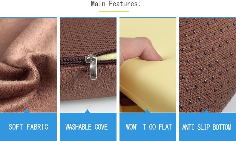 Augld Square Chair Seat Cushion Memory Foam Chair Cushion for Kitchen, Dining,Office or Car 18x18 in Black - Image 4