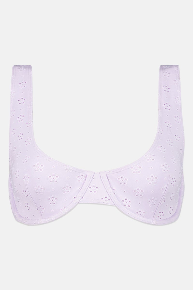 MONKI Women Textured Non Padded Underwired Bikini Top, Lilac - Image 1