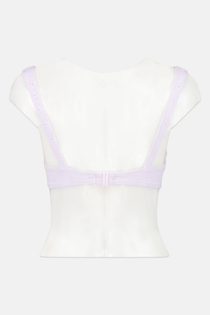 MONKI Women Textured Non Padded Underwired Bikini Top, Lilac - Image 2