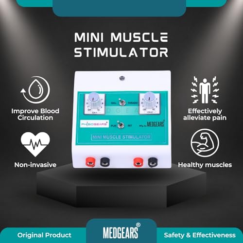 Physiogears Mini MS Two Channel Muscle Stimulator Machine Galvanic with Faradic Stimulation Physiotherapy with One Year Warranty (Self Adhesive Pad) - Image 2