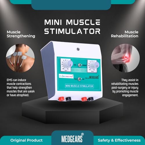 Physiogears Mini MS Two Channel Muscle Stimulator Machine Galvanic with Faradic Stimulation Physiotherapy with One Year Warranty (Self Adhesive Pad) - Image 4