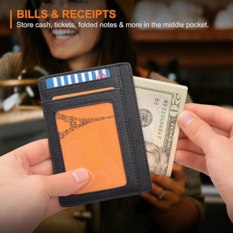 Slim Minimalist Front Pocket RFID Blocking Leather Wallets for Men and Women - Image 5