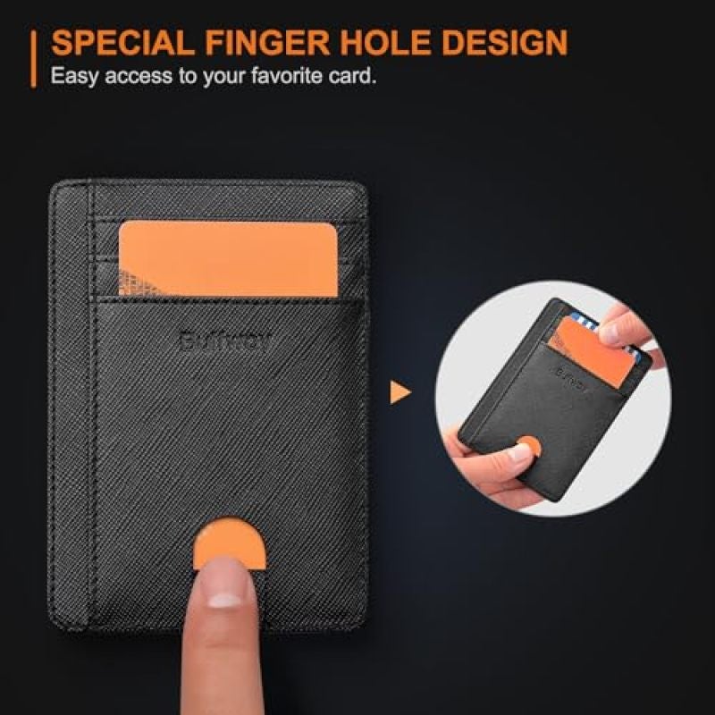 Slim Minimalist Front Pocket RFID Blocking Leather Wallets for Men and Women - Image 3