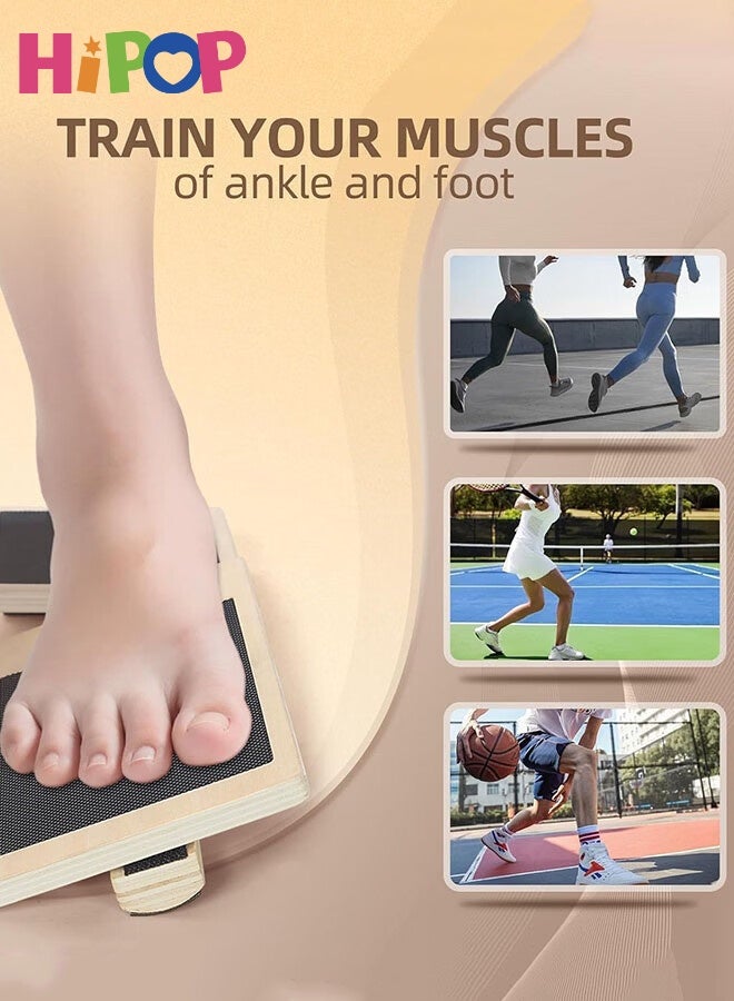لوح توازن للكاحل ومقوّي للقدم مع كرة تدليك، لوح توازن متأرجح لتدريب ثبات القدم والكاحل والعلاج الطبيعي، لوح خشبي غير قابل للانزلاق لتخفيف التهاب اللفافة الأخمصية وتمارين إعادة التأهيل - view 4