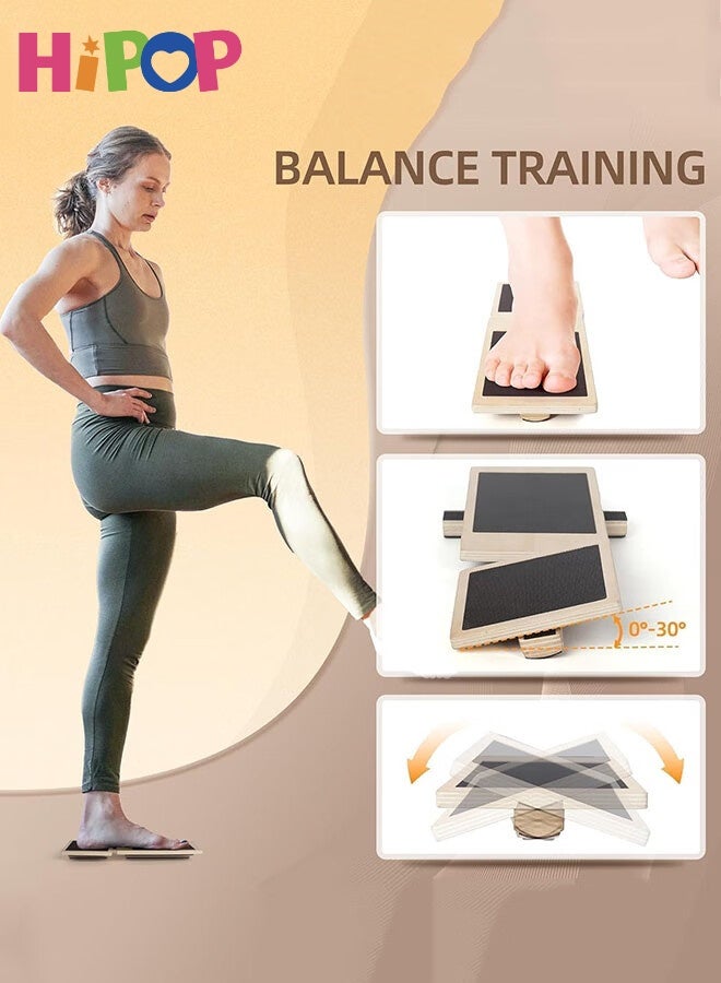 لوح توازن للكاحل ومقوّي للقدم مع كرة تدليك، لوح توازن متأرجح لتدريب ثبات القدم والكاحل والعلاج الطبيعي، لوح خشبي غير قابل للانزلاق لتخفيف التهاب اللفافة الأخمصية وتمارين إعادة التأهيل - view 2