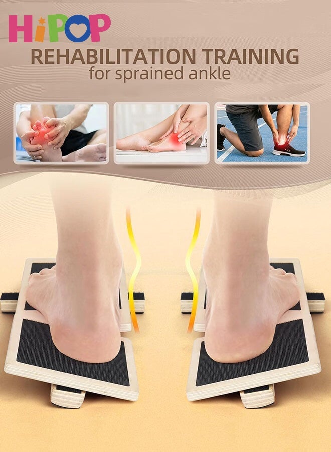 لوح توازن للكاحل ومقوّي للقدم مع كرة تدليك، لوح توازن متأرجح لتدريب ثبات القدم والكاحل والعلاج الطبيعي، لوح خشبي غير قابل للانزلاق لتخفيف التهاب اللفافة الأخمصية وتمارين إعادة التأهيل - view 3