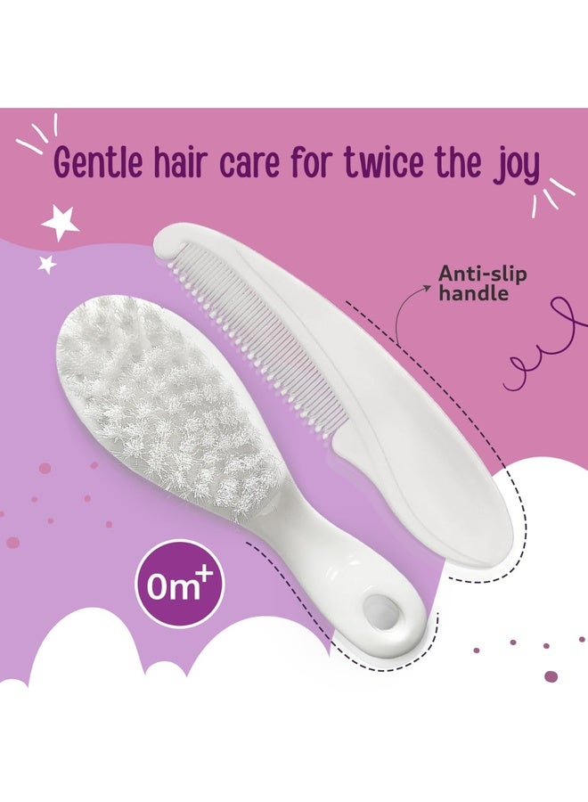 Luvlap Elegant Baby Comb & Brush Set, Soft Bristles for Gentle Hair Grooming, Complete Hair Grooming Kit for Infants, Newborns & Toddlers, Suitable from Birth (0M+), Perfect Baby Shower Gift - Image 3
