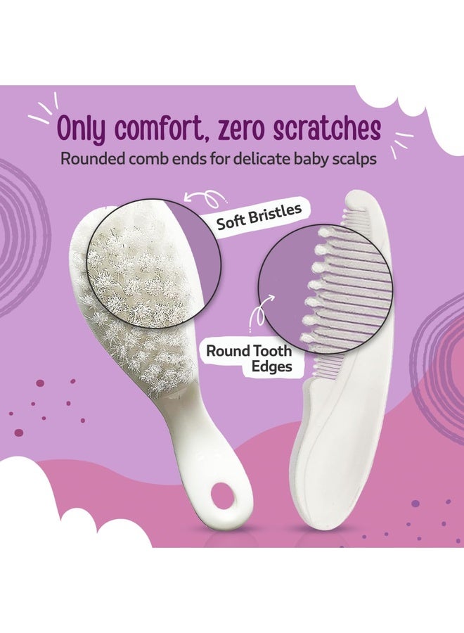 Luvlap Elegant Baby Comb & Brush Set, Soft Bristles for Gentle Hair Grooming, Complete Hair Grooming Kit for Infants, Newborns & Toddlers, Suitable from Birth (0M+), Perfect Baby Shower Gift - Image 2