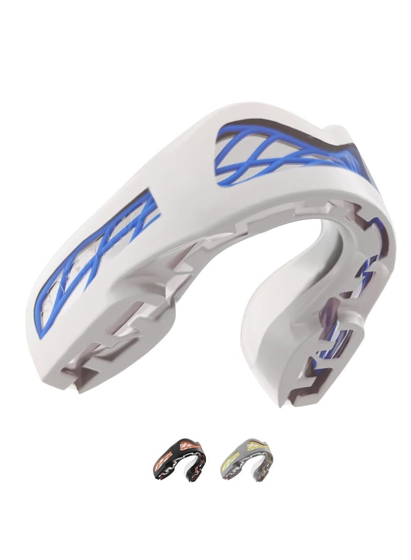 SafeJawz Sports Mouthguard Triple Layer, Premium Shock-Cage Adults Mouth Guard with Case for Basketball, Lacrosse, Football, Martial Arts, Hockey and All Contact Sports (White) - Image 1