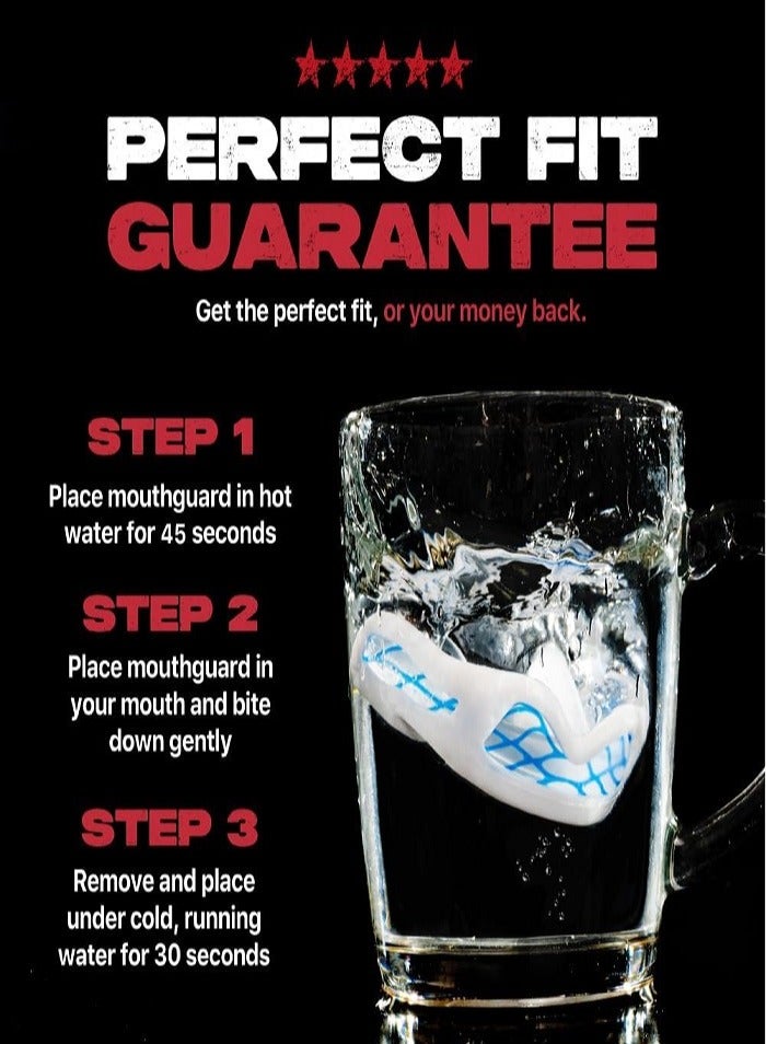 SafeJawz Sports Mouthguard Triple Layer, Premium Shock-Cage Adults Mouth Guard with Case for Basketball, Lacrosse, Football, Martial Arts, Hockey and All Contact Sports (White) - Image 4