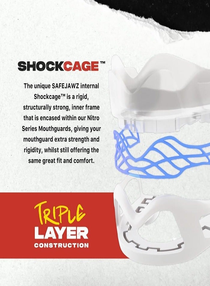 SafeJawz Sports Mouthguard Triple Layer, Premium Shock-Cage Adults Mouth Guard with Case for Basketball, Lacrosse, Football, Martial Arts, Hockey and All Contact Sports (White) - Image 5