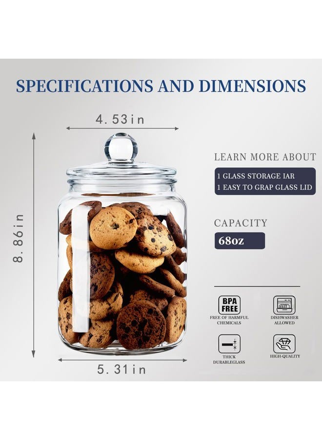 FrutPunch Wide Mouth Glass Jar with Lid, 68OZ Cookie Jar, for Kitchen Storage and Laundry Organization, Glass Jar with Sealing Ring for Cookies, Candy, Flour, Nuts - Image 3