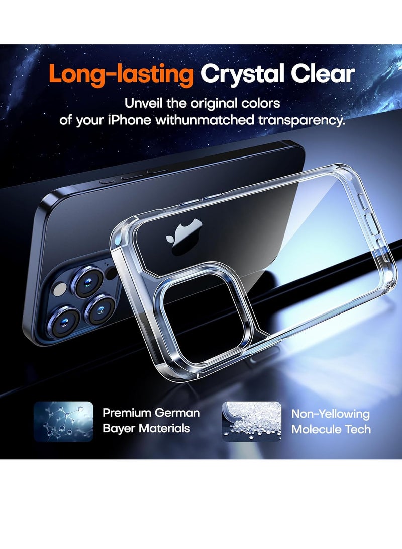 ELTRAZONE iPhone 15 Pro Max Case, [5 in 1] 1X Clear Case [Not-Yellowing] with 2X Tempered Glass Screen Protector + 2X Camera Lens Protector, [Militarized Drop Defense] Slim Phone Case 6.7 inch, Clear - Image 4